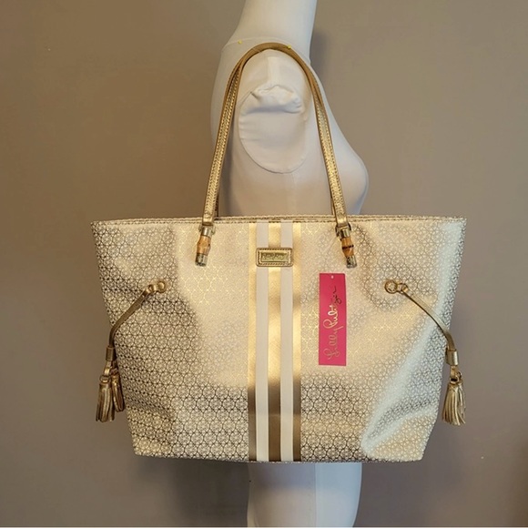 Beautiful Lilly Pulitzer Milner gold bag new Rare - Picture 2 of 2